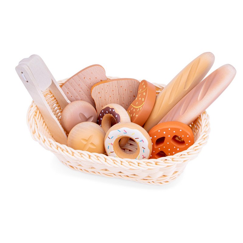 Juego de canasta de pan de madera