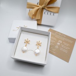 SNOW – Earrings with Zircons and Keshi Pearls