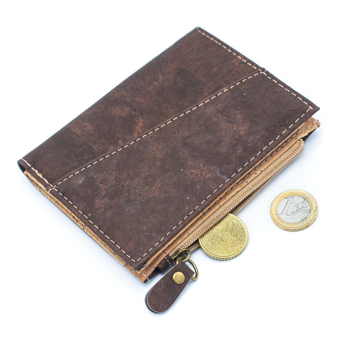 Portafoglio bifold classico in sughero marrone - BAG-2072
