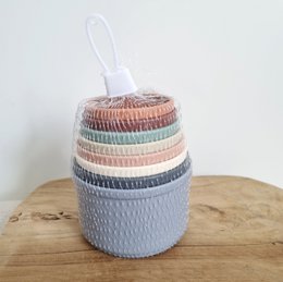 Rattle Stacking cups / Stacking tower earth tones 8 pieces
