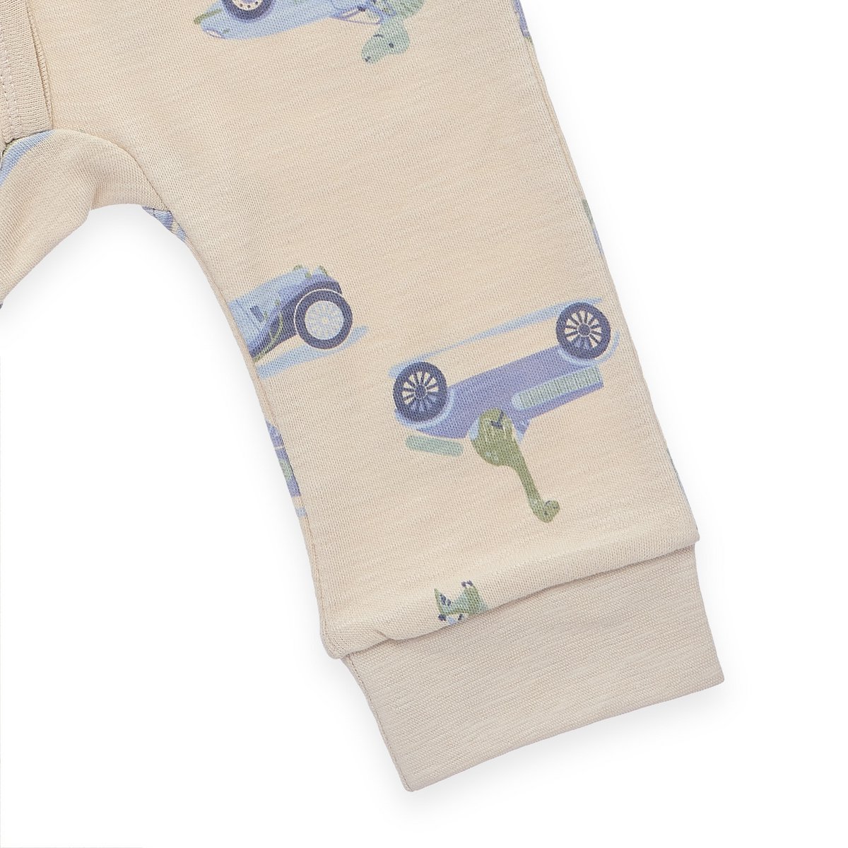 Baby pyjama 1 deel - dinosaurussen met klassieke auto's - beige