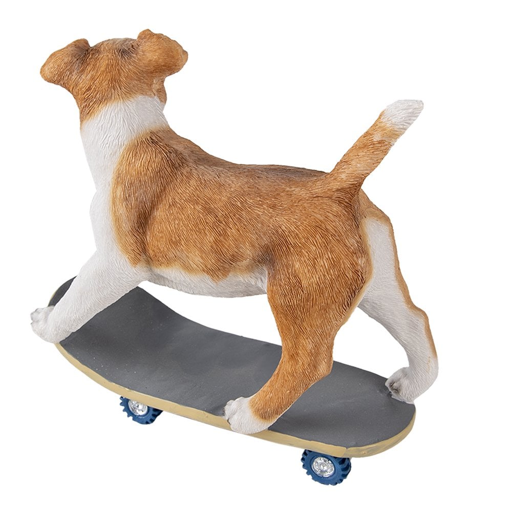 Beeld Hond 18x9x18 cm Bruin Wit Kunststof Woonaccessoires