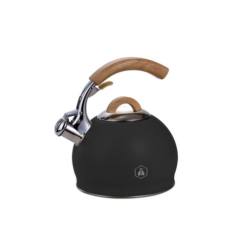 LAGUIOLE, Black Whistling Kettle, Wooden Handle, For all types of heat, 3 L