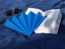 Hand fan, fan, fan, light blue opaque