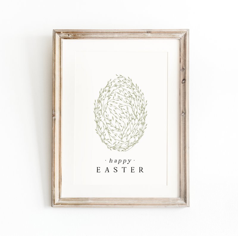 Salie groen paasei poster, Easter egg poster, sage floral Easter egg print, Pasen, Easter poster