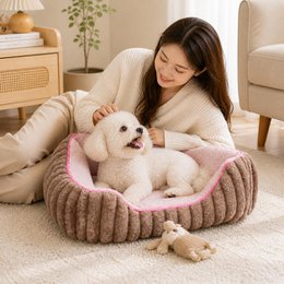Cama de felpa para perros y gatos | Cama de invierno suave, cálida y acolchada ❄️ | Colchón para mascotas mullido y acogedor estilo cuna | Disponible en 3 tamaños | Lavable, antideslizante y perfecto para relajarse en el hogar.