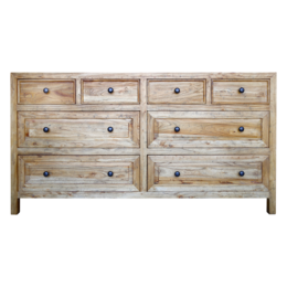 Wooden sideboard 8 drawers with handles 160 x 50 x 85 h cm