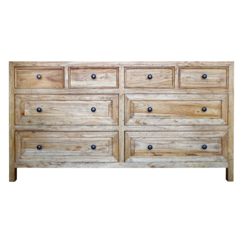 Houten dressoir 8 laden met handgrepen 160 x 50 x 85 h cm