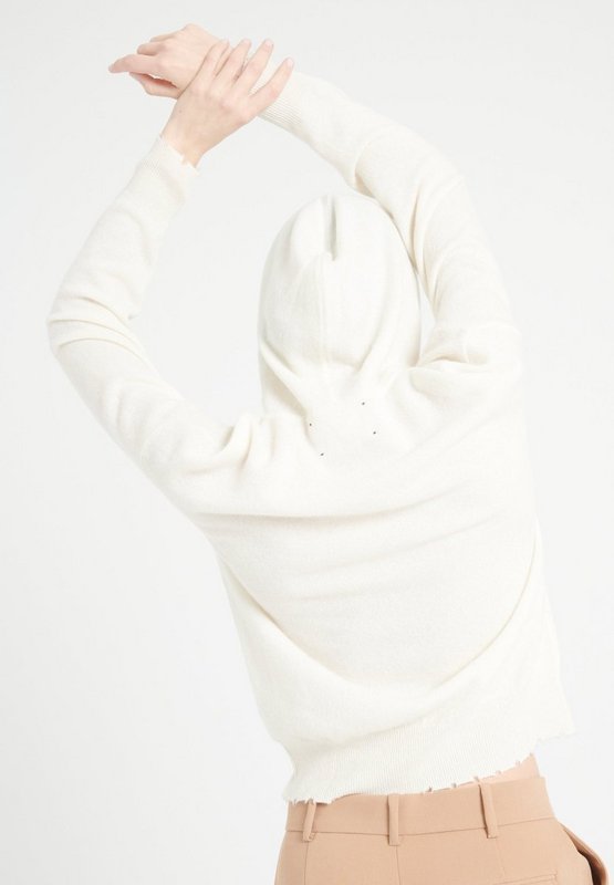 MIA 16 Cashmere hættetrøje med ecru hvid mejslet finish