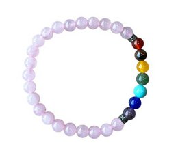 Women's bracelet Rose Quartz 6 mm with Chakra beads