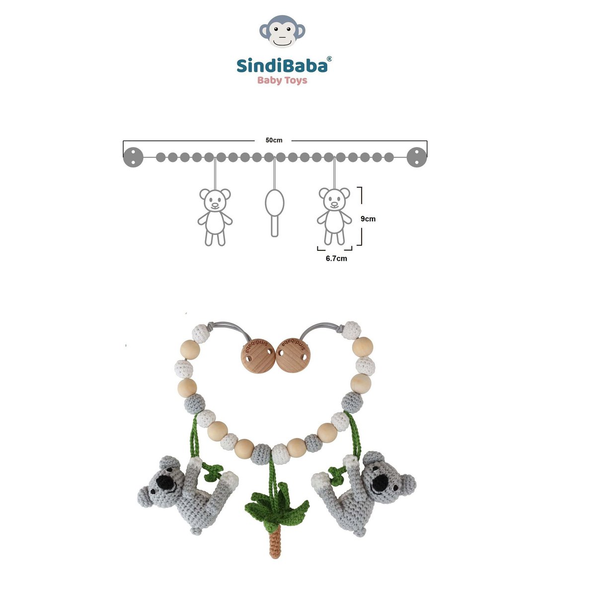 Cadena de cochecito de ganchillo Koala COCO (orgánico)