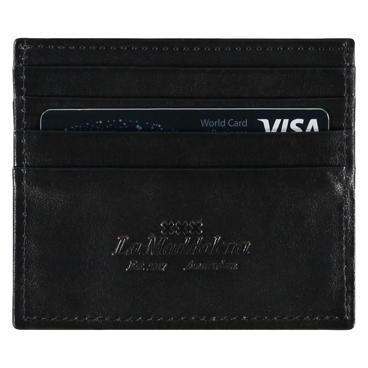 Leather card holder - black