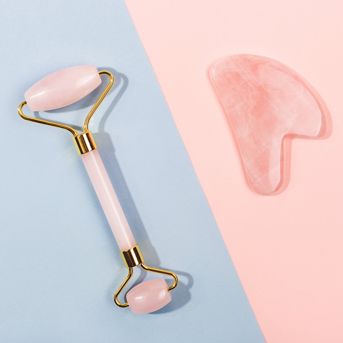 Rodillo de Cuarzo Rosa y Gua Sha Duo