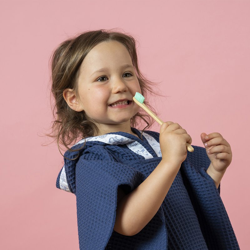 Marineblå Honeycomb Baby Bath Poncho