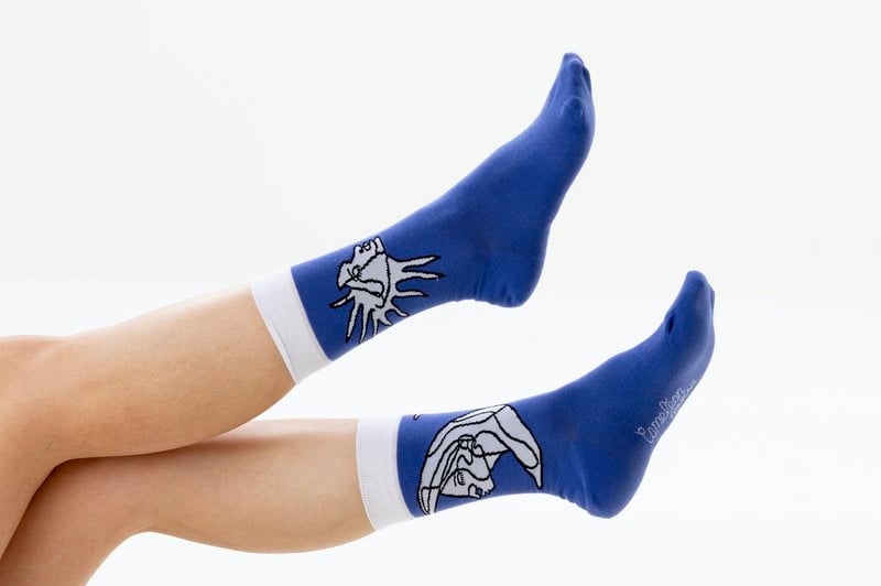 Französische Socken mit nicht übereinstimmender Sonne und Mond