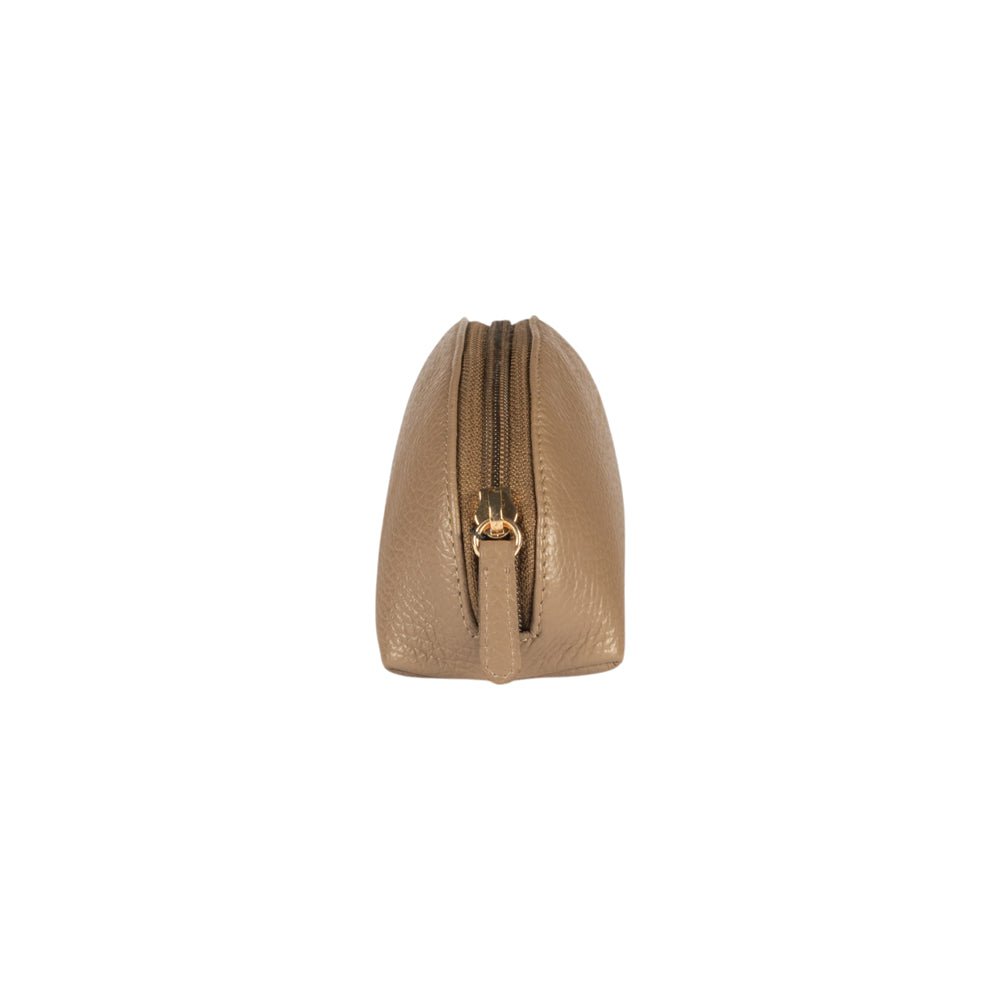 RB1088AQ | Astuccio/Pochette a Mezzaluna Made in Italy in Vera Pelle grana Dollaro. Colore Taupe