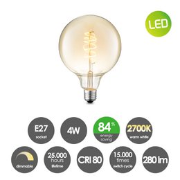 Home Sweet Home hanglamp brons Saga Spiraal - G260 - dimbaar E27 amber