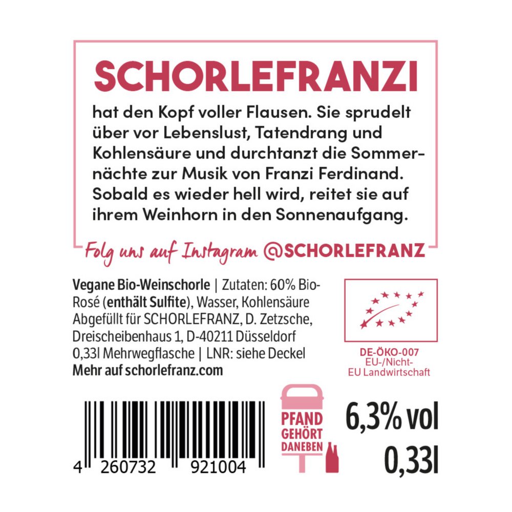 Schorlefranzi Roséschorle Bio 0.33L (Weinschorle)