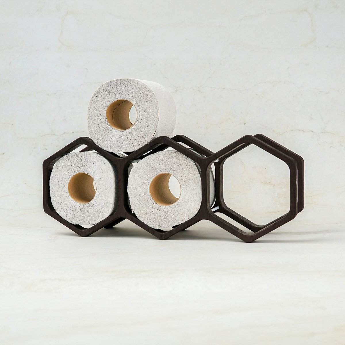 Geometric Wooden Bathroom Roll Holder, Honeycomb‑Inspired Rustic Bath Accessory, Perfect Gift for Housewarming or Home Décor