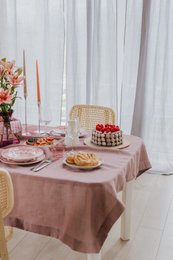 Woodrose linen tablecloth
