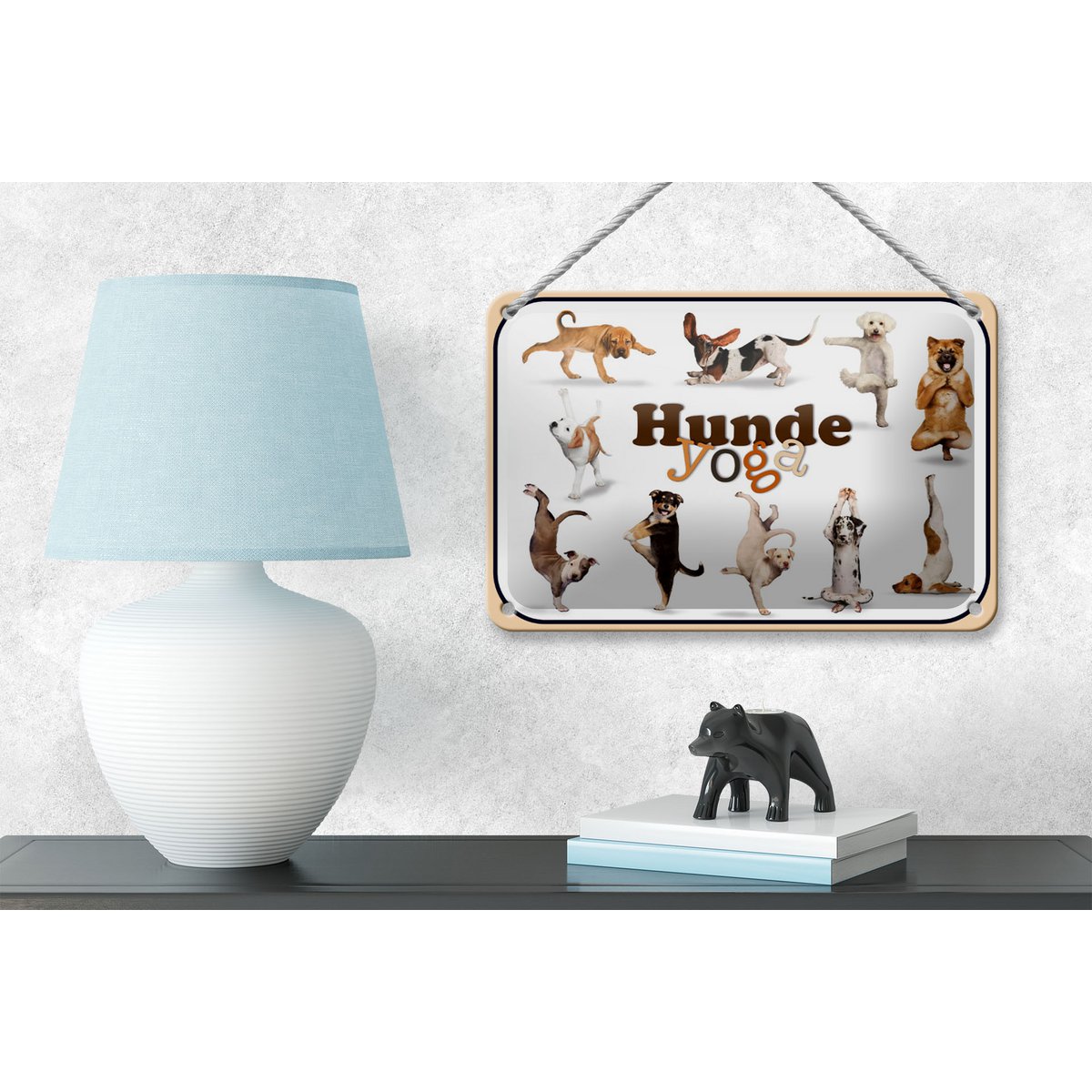 Tin sign 18x12cm dogs yoga wall decoration
