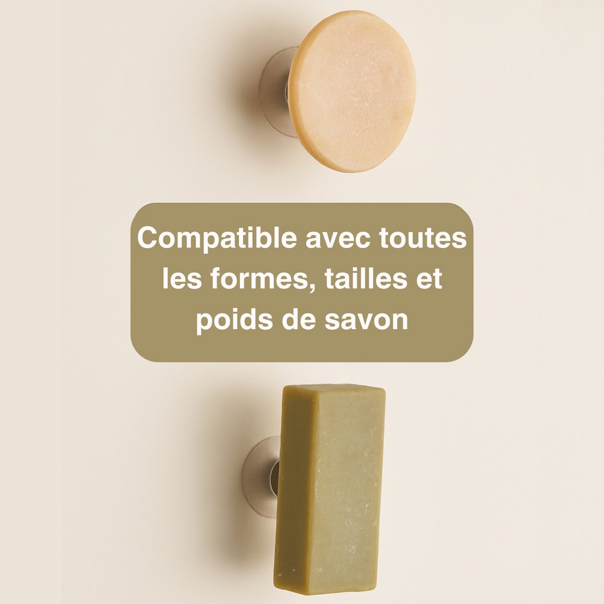 Magnetic Soft-free gap without drilling-hygienic & design-Bathroom wall fixation, kitchen, shower-dry soap-made in France
