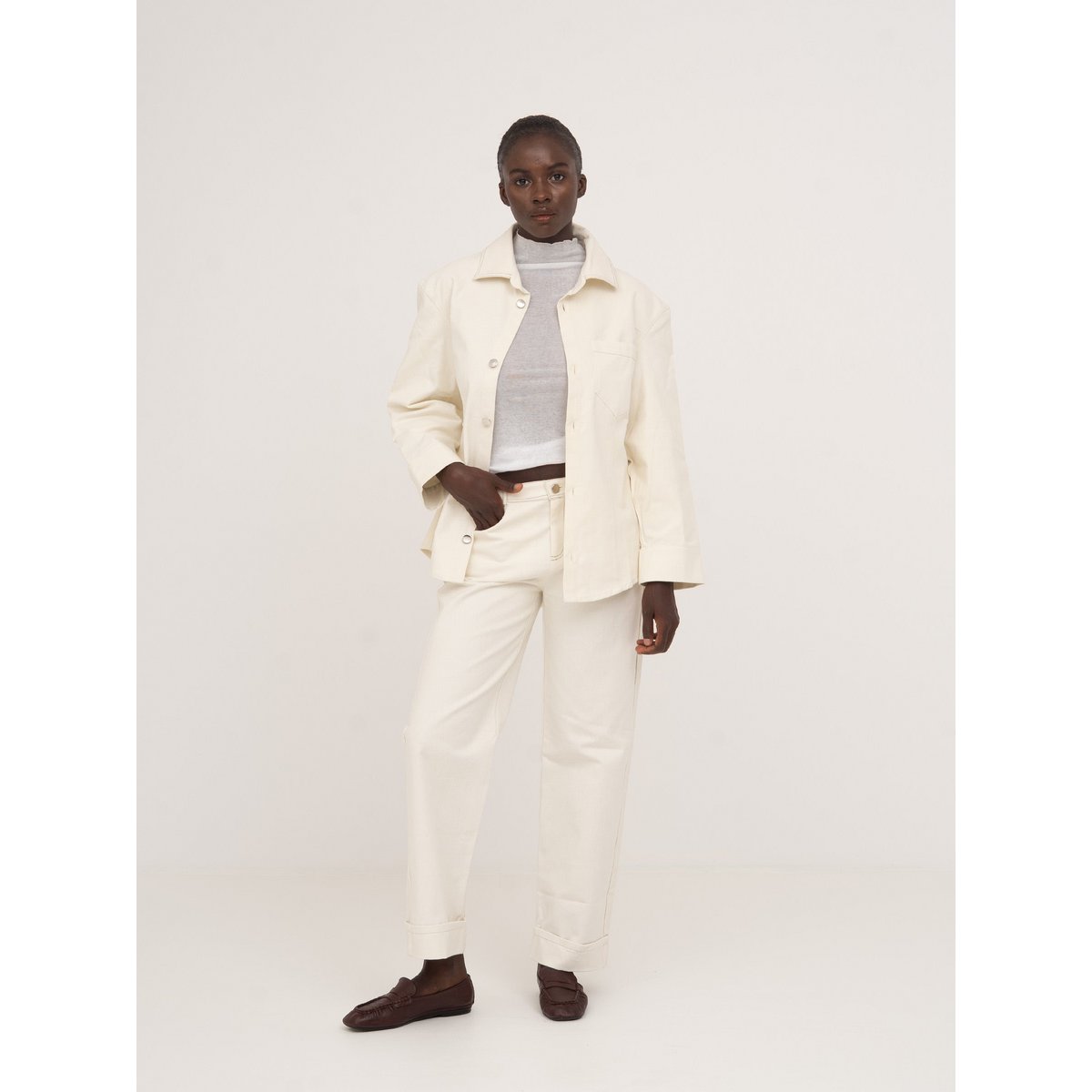 Agenda Cream Denim Trousers