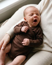 Woolen Wrap romper long sleeves - Merino wool - Chocolate fondant