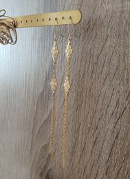 Long-length 18K gold plated double link earrings