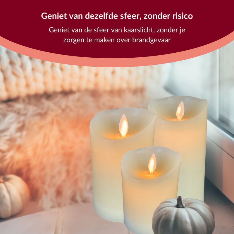 Rechargeable LED candles with moving flame - 3 pieces