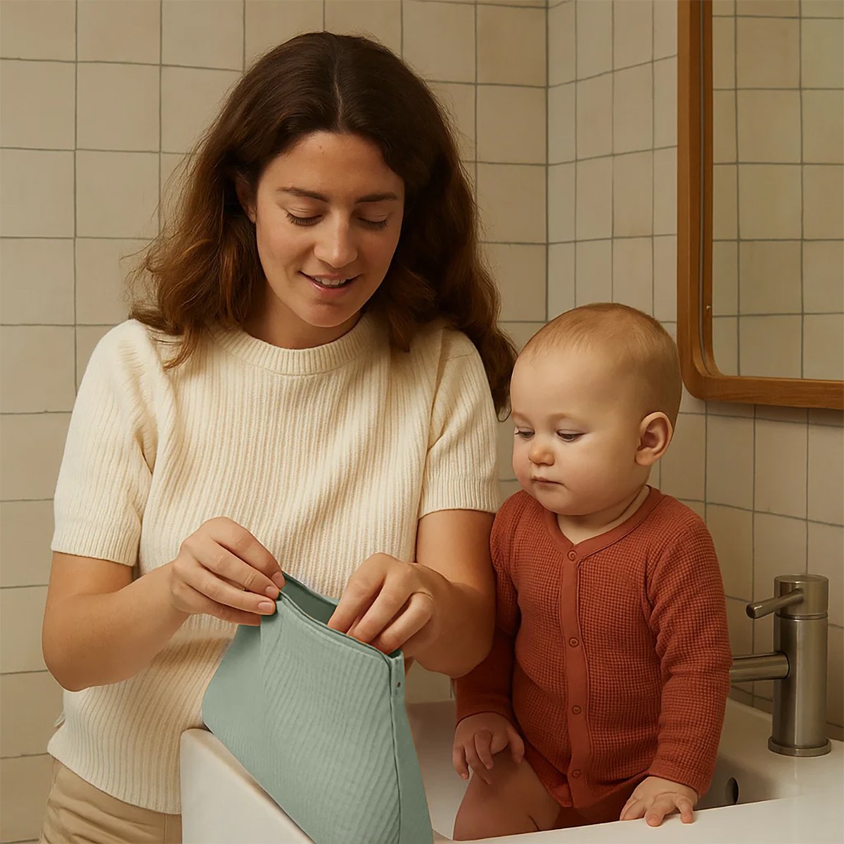 Toilettas van biologisch katoen groen