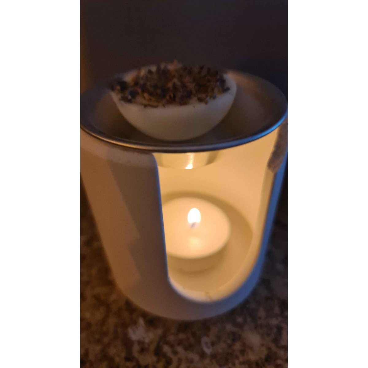 LAVURI® Wax Melter made of cast ceramic, tealight + white metal pot, wax melts not included