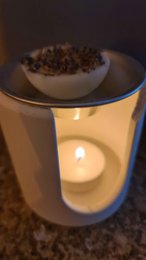 LAVURI® Wax Melter made of cast ceramic, tealight + white metal pot, wax melts not included