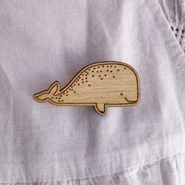 Wooden brooch - Whale