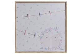 A square white framed artwork with a pattern of colorful lights and shapes, resembling a decorative wall hanging or photo display.