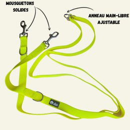 Waterproof multi-position leash Fluorescent yellow