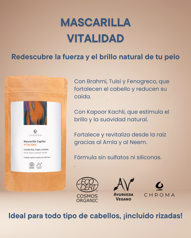 Maschera per capelli vitalità | Polvere ayurvedica vegetale al 100% per rinforzare e rivitalizzare i capelli | Maschera per capelli naturali