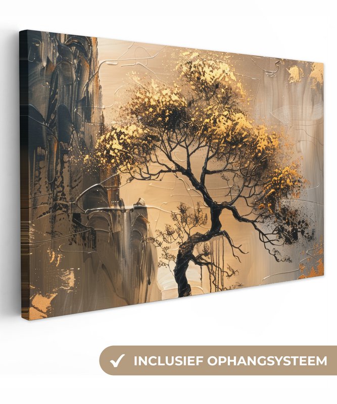 Dipinto di tela - Tree della decorazione del muro - oro - paesaggio - vernice - decorazione murale soggiorno - decorazione della stanza moderna - dipinti astratti