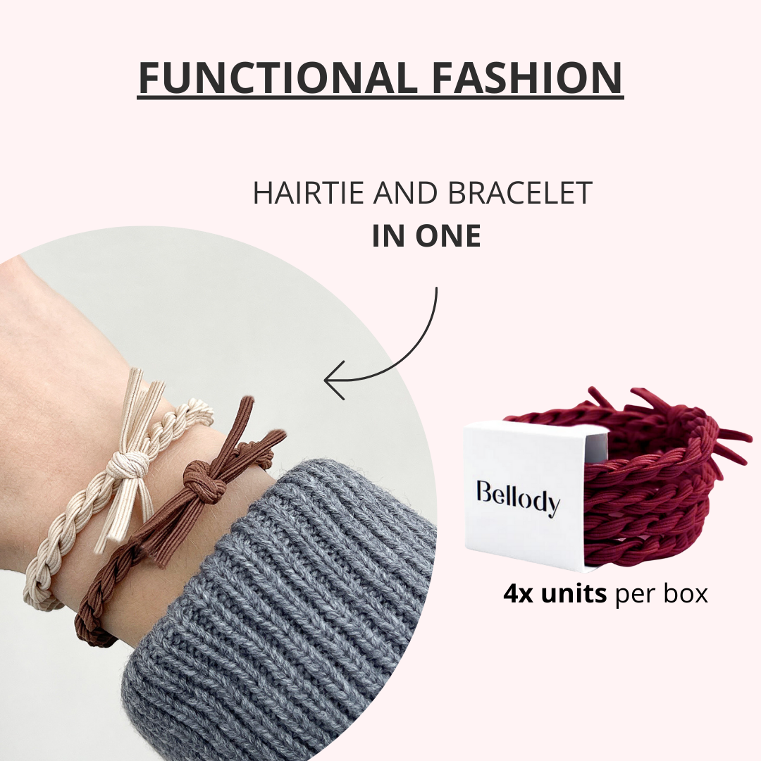 Haargummis Rot - Bellody®(4 Stk.) - Stylisch geflochtene Haargummis