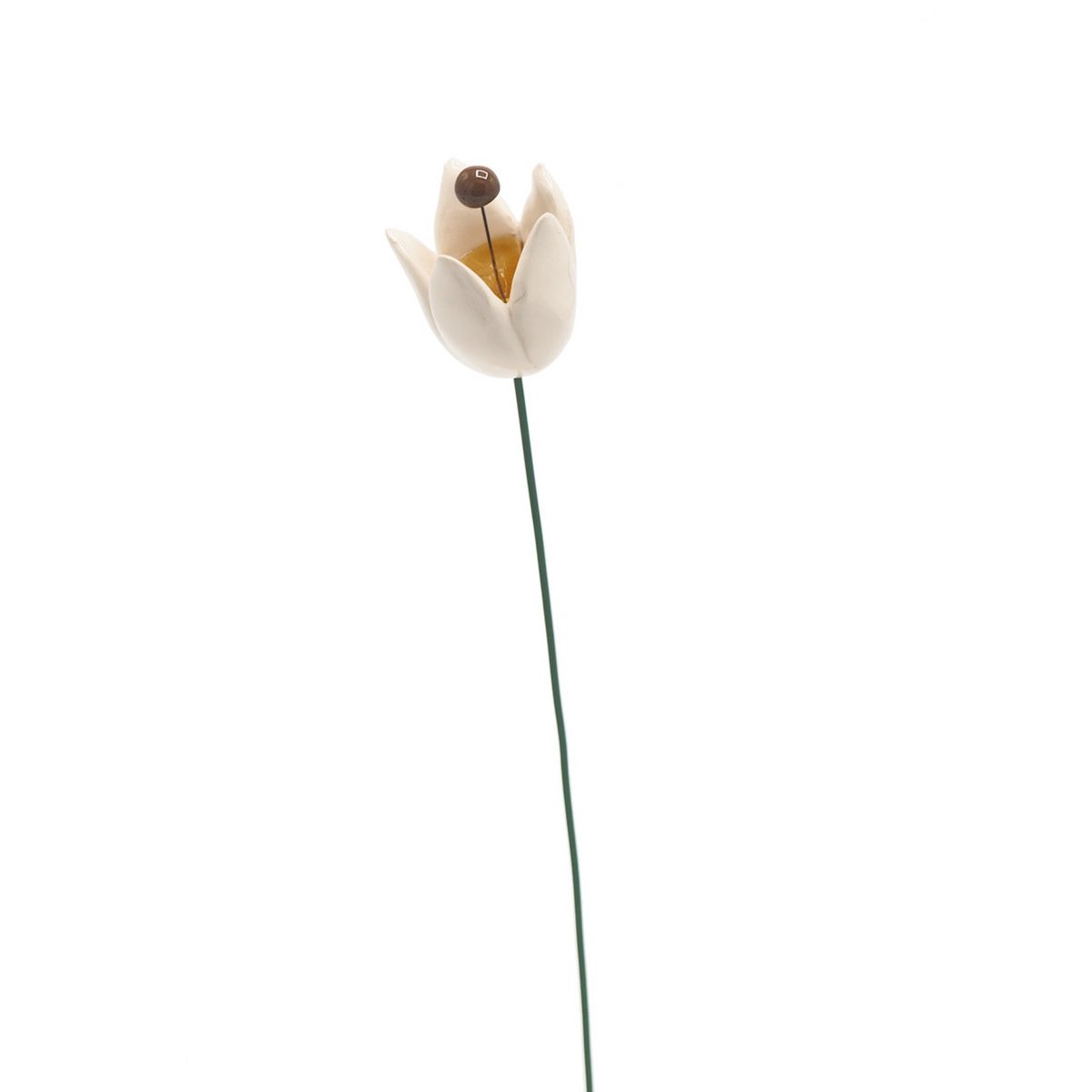 Tulip flower ceramic white 3cm