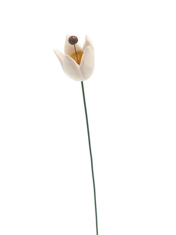 Tulpenblume Keramik weiß 3cm