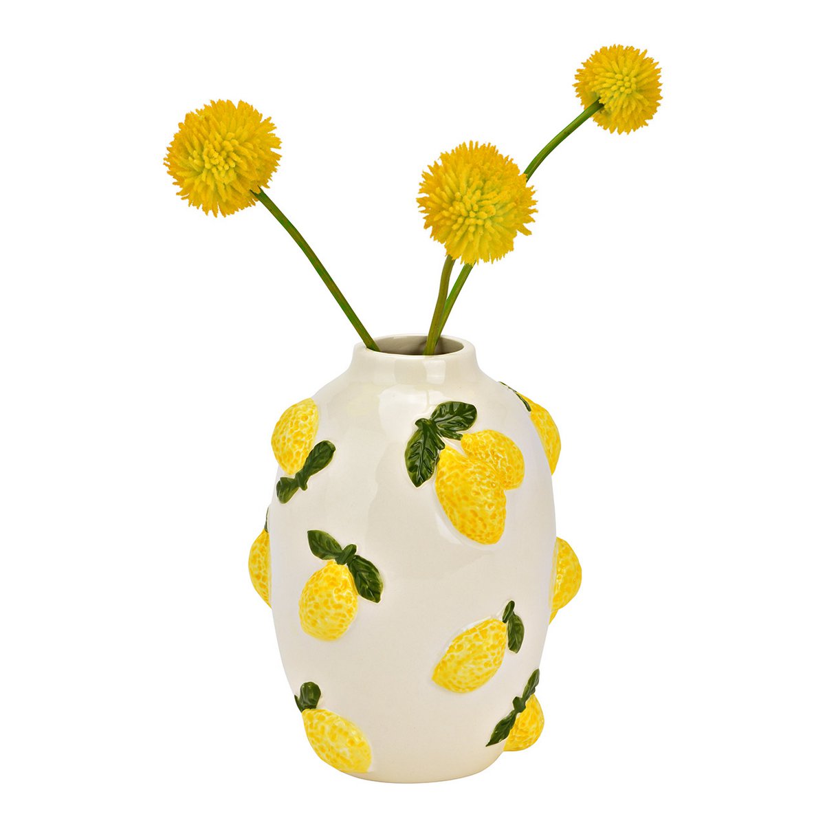 Vaas citroendecor gemaakt van keramische, geel (b/h/t) 12x15x12cm