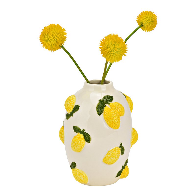 Vaas citroendecor gemaakt van keramische, geel (b/h/t) 12x15x12cm