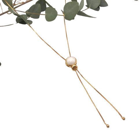Stropdas Edelsteen Ketting - Parelmoer Porselein