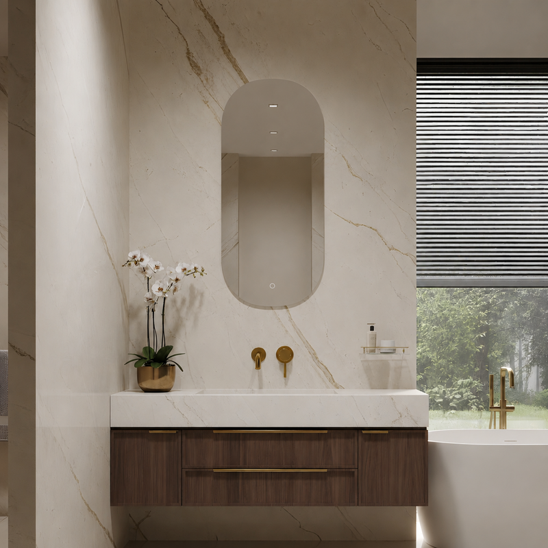 Miroir de salle de bain LED Lumire Ray ovale 45x100 cm