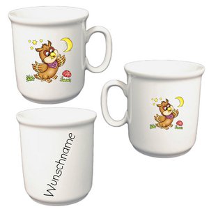 Cup children's mug owl with desired name