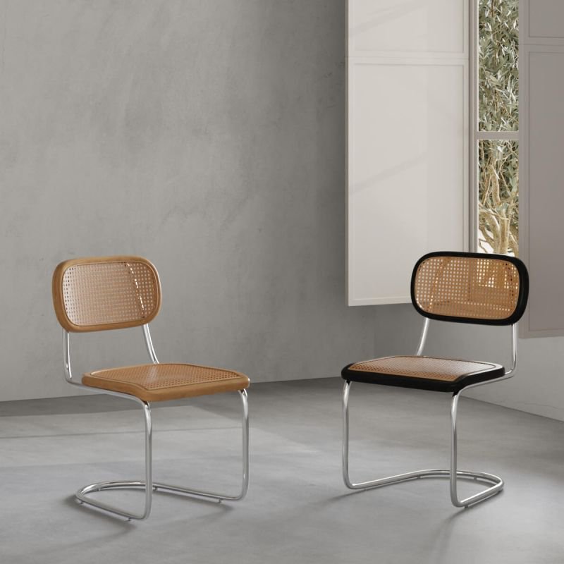 Chaise en porte-à-faux de Noor Rattan, noir et chrome