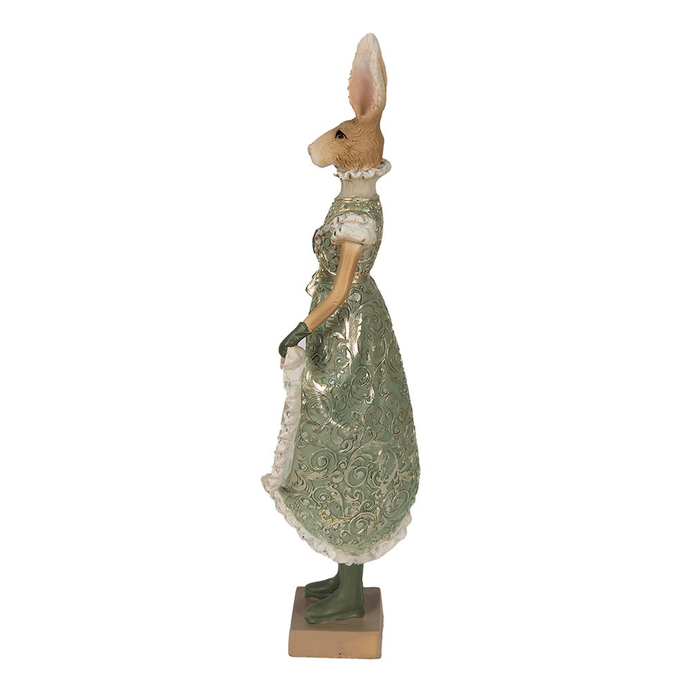 Beeld Konijn 11x8x33 cm Groen Polyresin Woonaccessoires