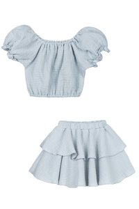 Mädchenbluse mit Rock CHARLOTTE BLAU