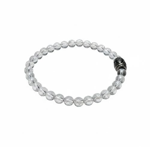 Ladies bracelet Rock crystal 6 mm with basic bead